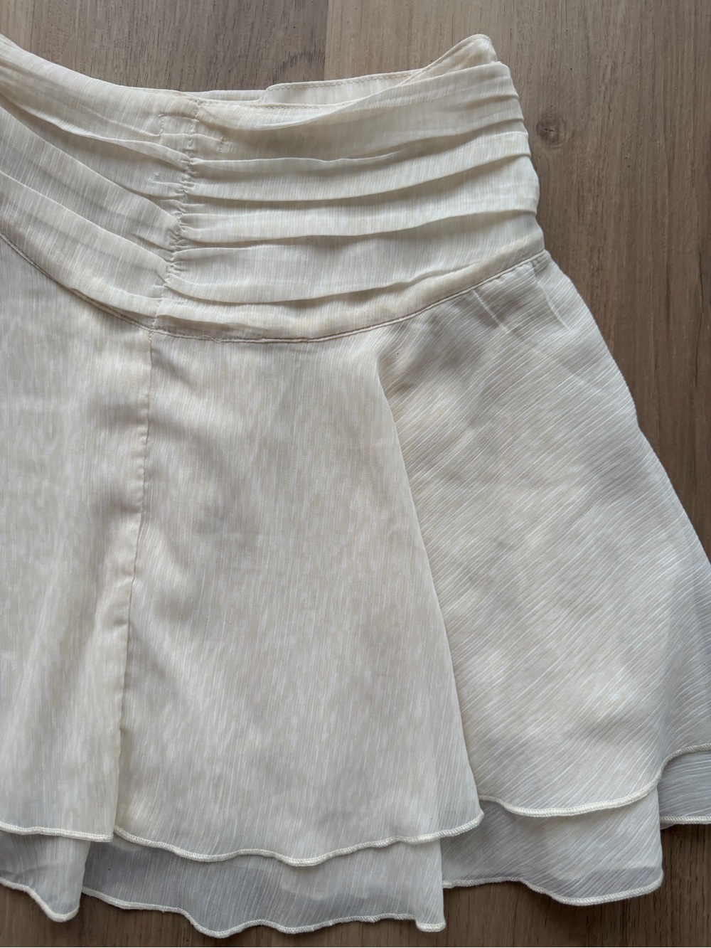 Aerie Ivory Layered Ruffle Wrap Skirt XS Tie Waist - Picture 6 of 7